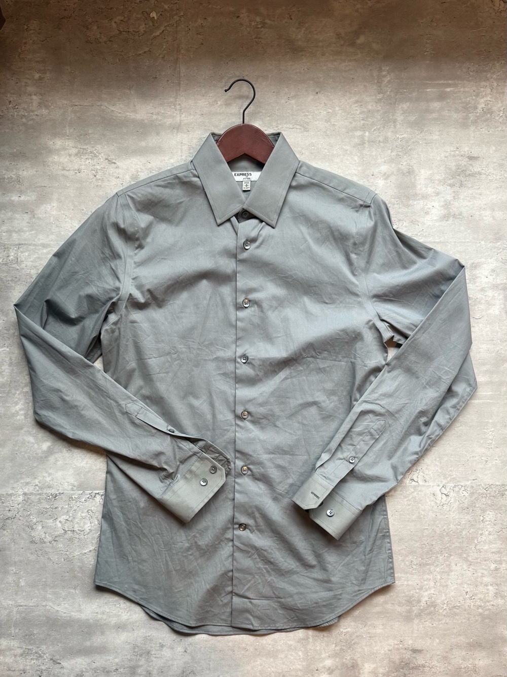 Express Men's Long-Sleeve Dress Shirt - Light Gray